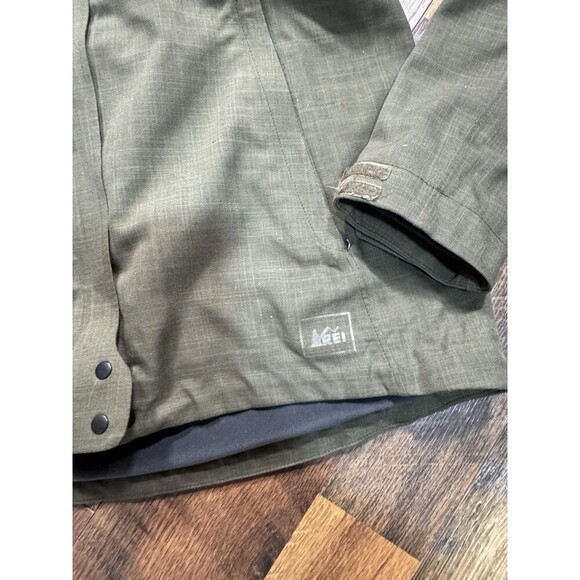 REI Jacket Women's small Soft Shell Fleece Lined Green Hooded Full Zip Coat - Picture 2 of 8